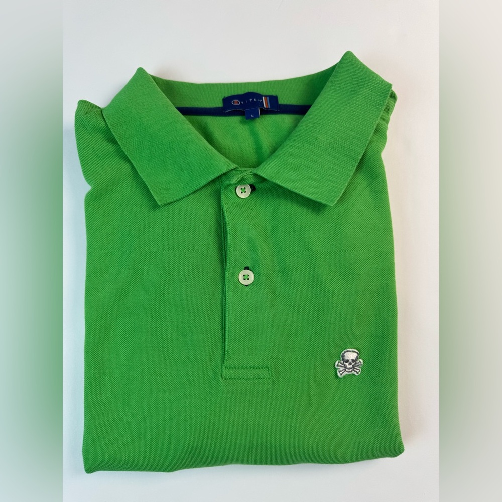 Stitch Large Polo Green Skull Embroidered Logo  Golf New Without Tags!